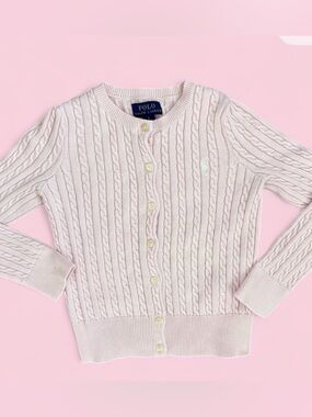 Polo Ralph Lauren Girls Pink Cable Knit Cardigan Sweater size 6